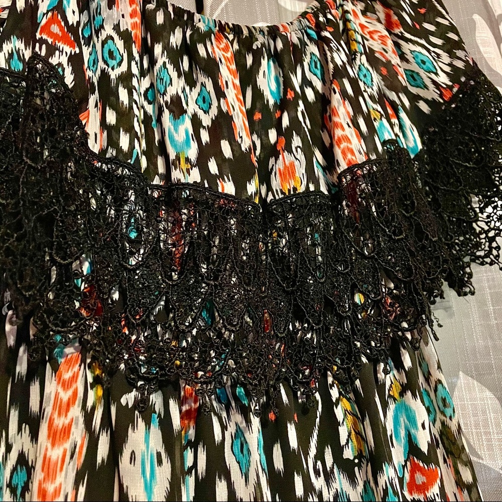Off Shoulder Lace Trim Dress